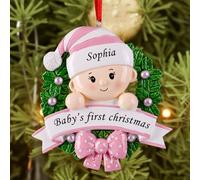 ALBK Personalised Baby's First Christmas Bauble - Custom Christmas Ornaments with Name, Xmas Gifts for Kids Boys Girls Toddler New Baby