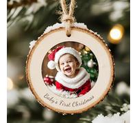 ALBK Personalised Babys First Christmas Bauble with Photo- Custom Baby's First Christmas Glass Decorations, Ideal Xmas Gifts for Girls, Boys, Kids, Toddlers, New Babies