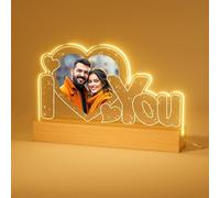 ALBK Personalised Picture Frame, Customised Valentines Photo Gifts with Night Light for Him Her, Personalised Birthday Christmas Valentines Day Gifts for Women Men Girlfriend