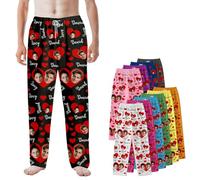 ALBK Personalised Pyjamas Pants with 1 to 3 Photos Men Women - Personalised Pyjamas Pants Gifts for Dad Mom Your lover-Couple love