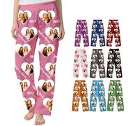 ALBK Personalised Pyjamas Pants with 1 to 3 Photos Men Women - Personalised Pyjamas Pants Gifts for Dad Mom Your lover-Cut out the heart