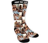 ALBK Personalised Socks with 3 Photos and Text - Custom Socks for Men Women, Personalised Gifts for Birthday, Valentine's Day and Christmas