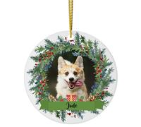 ALBK Personalized Dog Christmas Ornament - Custom Pet Photo With Names for Tree 2024, Customized Ceramic Decoration