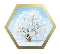 Alblinsy Hexagon Shaped Photo Frame Wooden Wall Hanging Picture Frames for Home Office Decor, Simplicity Gallery Artificial Board with Seamless Nail (6 Inch, Gold)