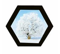 alblinsy Hexagon Shaped Photo Frame Wooden Wall Hanging Picture Frames for Home Office Wall Decor,Simplicity Wall Gallery Artificial Board Photo Frames with Seamless Nail (8 inch, Black)