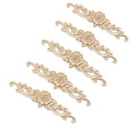 alblinsy Wood Carved Onlay Applique Craft Unpainted Decal Door Corner Home Frame Decor Unpainted Cabinet Bed Furniture Home Decoration (5PCS (7.87"*1.96"))