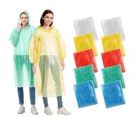 ALBOYI 10 | 12 Pack Disposable Rain Ponchos, Waterproof Rain Poncho for Women & Men, Adult Raincoats with Drawstring Hood, Outdoor Activities, Clear, Multicolor (UK, Age, One Size, 10, Multicolour)