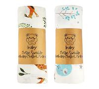 ALBOYI 2 Pack Baby Muslin Washcloths, Soft and Absorbent Baby Bath Towel 120cm x 110cm, Organic Cotton Animal Cartoon Reusable Newborn Towel, Squares Muslin Washcloth Blanket for Newborn Baby Shower
