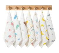 ALBOYI 7 Pack Baby Muslin Cloths, 6-Layer Soft and Absorbent Cotton Muslin Squares, Reusable Baby Face Towels & Newborn Hand Washcloths, 9.84 x 9.84 Inch Breathable Baby Cloths for Baby Boys and Girls