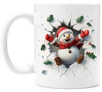 Albrayst Christmas Ceramic Mug 11 oz - Double Sided Design for Holiday Cheer, Festive Snowman Print, Ideal for Hot Cocoa, Coffee, Tea Gift (3.2" Wide x 3.7" High)