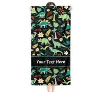 Albrayst Custom Beach Towel with Name, Dinosaur Beach Towel for Swimming Pool Camping Beach Accessories