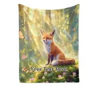 Albrayst Foxs Blanket, Customized Name Blanket, Personalized Flannel Blanket for Aesthetic Gifts, 30"x40"