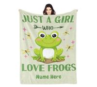 Albrayst Girls Blanket with Frogs, Make Your Own Text Blanket for Birthday Christmas Father's Day Decor Gifts, 60"x80"