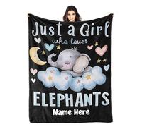 Albrayst Just a Girl Who Loves Elephants Blanket, Customized Name Blanket, Personalized Flannel Blanket for Aesthetic Gifts, 30"x40"