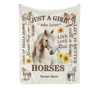 Albrayst Just a Girl Who Loves Horses Blanket, Custom Blanket with Name, Personalized Blanket for Sofa Bedroom, 40 x 30 Inches