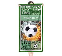 Albrayst Personalized Beach Towel with Name | 30" x 60", Soccer, Soft Large Beach Towel for Bath Pool Swim