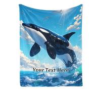 Albrayst Personalized Orca Whale Blanket, Custom Blankets with Text Name for Couch, Sofa, Bed, 40 x 50 Inches