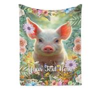 Albrayst Pig Blanket, Customized Blanket Name & Text, Personalized Flannel Throw Blanket for Room Decor Aesthetic Gifts, 30"x40"