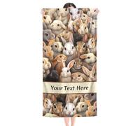 Albrayst Rabbit Pool Towel with Name, 60 x 30 Inch, Large Soft Swimming Beach Towel for Adult Men Women