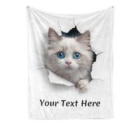 Albrayst Ragdoll Blanket Custom, Super Cozy Cat Pattern Blanket with Name Text for Christmas Birthday Gifts, 30 x 40 Inches