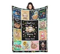 Albrayst Sloth Throw Blanket, Custom Name Blanket Personalized Flannel Blanket for Room Decor Aesthetic Gifts, 50"x60"