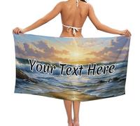 Albrayst Sunrise Beach Towel with Name, Customizable Beach Towel for Swimming Pool Camping Beach Accessories