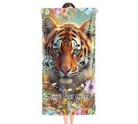 Albrayst Tiger Pool Towel with Name, 60 x 30 Inch, Large Swimming Beach Towel for Adult Men Women Tiger Lover