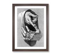 Albrecht Durer Hand Study Classic Painting Framed Print | A4 Walnut Framed Wall Art | Ready to Hang | Classic Historical Picture | Living Room Bedroom Lounge Office