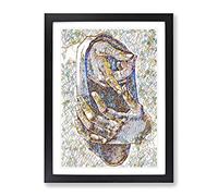 Albrecht Durer Hand Study Modern Bg Framed Wall Art Print, Ready to Hang Picture for Living Room Bedroom Home Office Décor, Black A3 (34 x 46 cm)