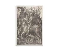 Albrecht Durer Painter's Artwork - (Knight, Death And Devil) Printing Posters Canvas Wall Art Decorative Bedroom Modern Home Print Picture 12x18inch(30x45cm)