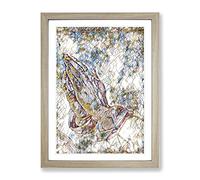 Albrecht Durer Praying Hands Modern Bg Framed Print | A2 Oak Framed Wall Art | Ready to Hang | Modern Nature Picture | Living Room Bedroom Lounge Office