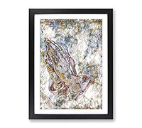 Albrecht Durer Praying Hands Modern Bg Framed Print | A3 Black Framed Wall Art | Ready to Hang | Modern Nature Picture | Living Room Bedroom Lounge Office