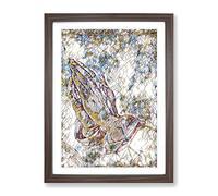 Albrecht Durer Praying Hands Modern Bg Framed Print | A4 Walnut Framed Wall Art | Ready to Hang | Modern Nature Picture | Living Room Bedroom Lounge Office