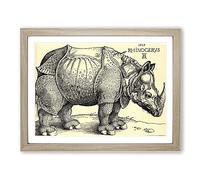Albrecht Durer Rhinoceros Classic Painting Framed Print | A4 Oak Framed Wall Art | Ready to Hang | Classic Historical Picture | Living Room Bedroom Lounge Office