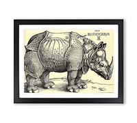 Albrecht Durer Rhinoceros Classic Painting Framed Wall Art Print, Ready to Hang Picture for Living Room Bedroom Home Office Décor, Black A4 (34 x 25 cm)