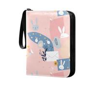 album card card holder case with double sided removable sleeves for game, baseball cards collection Envelope Bunny Cartoon Cream Color