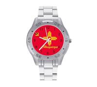 Albuquerque in New Mexico U.S. Flag Men's Business Watch Fashion Stainless Steel Wristwatches Custom Easy Read Watches for Women