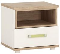 Albury White and Oak Effect 1 Drawer Bedside Cabinet with Lemon Handle