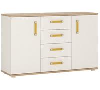 Albury White and Oak Effect 2 Door Medium Sideboard with Orange Handle