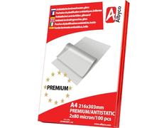 Albyco Premium Antistatic A4 Laminating Cover- Laminating Film - Laminating Sheet - Laminating Sheet - Format A4 216x303mm - Gloss - Thickness 2x80 (160) Micron (100 Pieces)