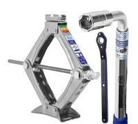 alca Car Scissor Jack Kit | Lifting Jack for Car 2 Ton Tyre Change Kit | Hatchback Saloon Speed Ratchet Lug Wrench Set 436700+ (L Wrench 21/22mm KIT)