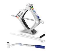 alca® scissor jack 0.8t I compact car jack with rotating saddle, TÜV & GS, height-adjustable 100-320 mm, stable, crank drive, usable down to -50 °C, made of steel A436080