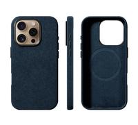 Alcantara Suede Case for iPhone 16 Pro Max/16 Pro/16 Plus/16, Compatible with MagSafe Genuine Italian Suede Leather Handmade Ultra Slim Anti-Slip Anti-Scratch (Blue, 16 Pro Max)
