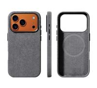 Alcantara Suede Case for iPhone 17 Pro Max, Compatible with MagSafe Genuine Italian Imported Suede Leather Handmade Ultra Slim Anti-Slip Anti-Scratch, Light Gray