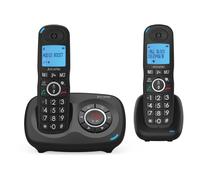 Alcatel XL595 Cordless Phone with Answering Machine, Twin Pack, Black
