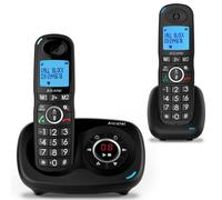 Alcatel XL595 Cordless Phone with Answering Machine, Twin Pack, Black