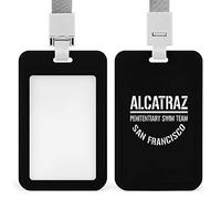 Alcatraz Penitentiary Swim Team San Francisco Funny Badge ID Holder Hard Card Case with Lanyard Print Pattern Design for Nurse Office