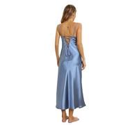 Alcea Rosea Women Satin Nightdress Sexy Long Chemise Negligee Criss-Cross Backless Tie Summer Nighties (X-Midnight blue, XL)…