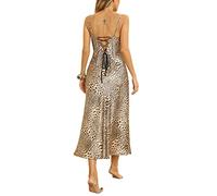 Alcea Rosea Women Satin Nightdress Sexy Long Chemise Negligee Criss-Cross Backless Tie Summer Nighties (X-Leopard, XXL)…
