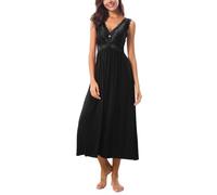 Alcea Rosea Womens Long Lace Nightdresses V Neck Sexy Chemise Nighties Strap Nightgown Elegant for Ladies S-XXXL